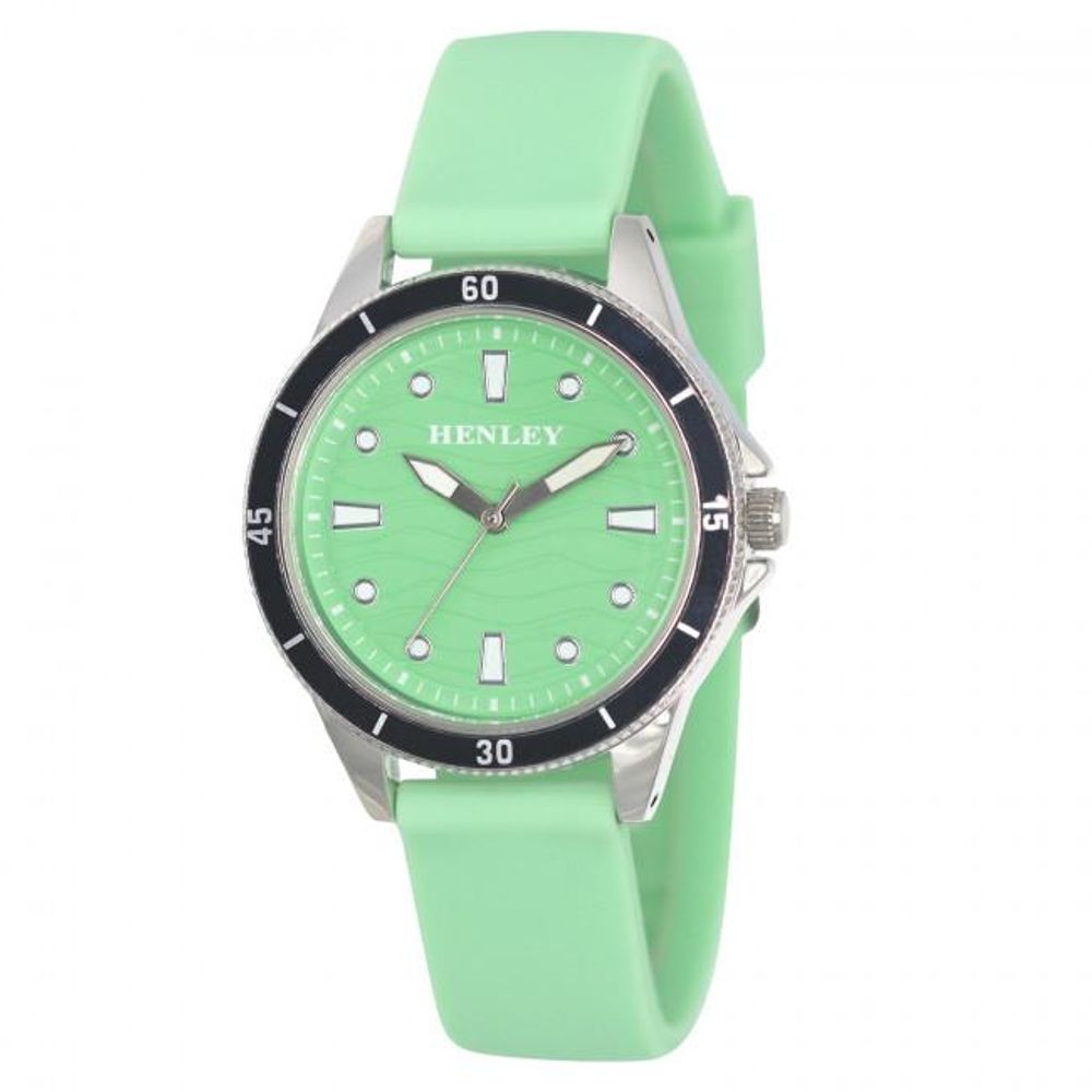 Henley Ladies Wave Green Dial with Green Rubber Strap Watch H06176.11