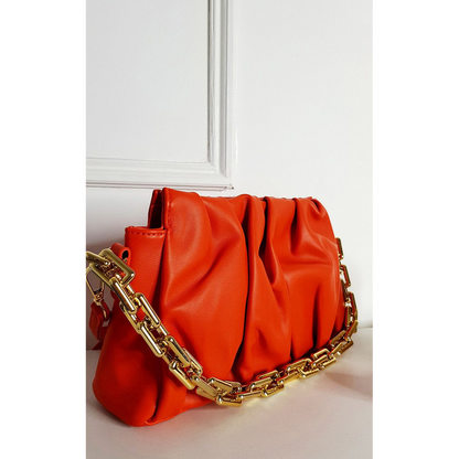 Faux Leather Shoulder Bag with Chain Strap