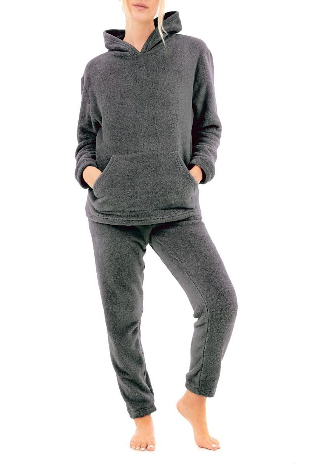 LADIES FLEECE HOODIE & JOGGER SET CHAR M