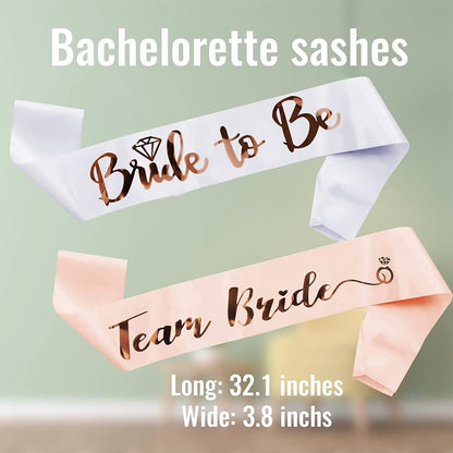 1Set Rose Gold Team Bride To Be Satin Sash for Bachelorette Party Decoration Girl Hen Party Wedding Bridal Shower Decor Supplies