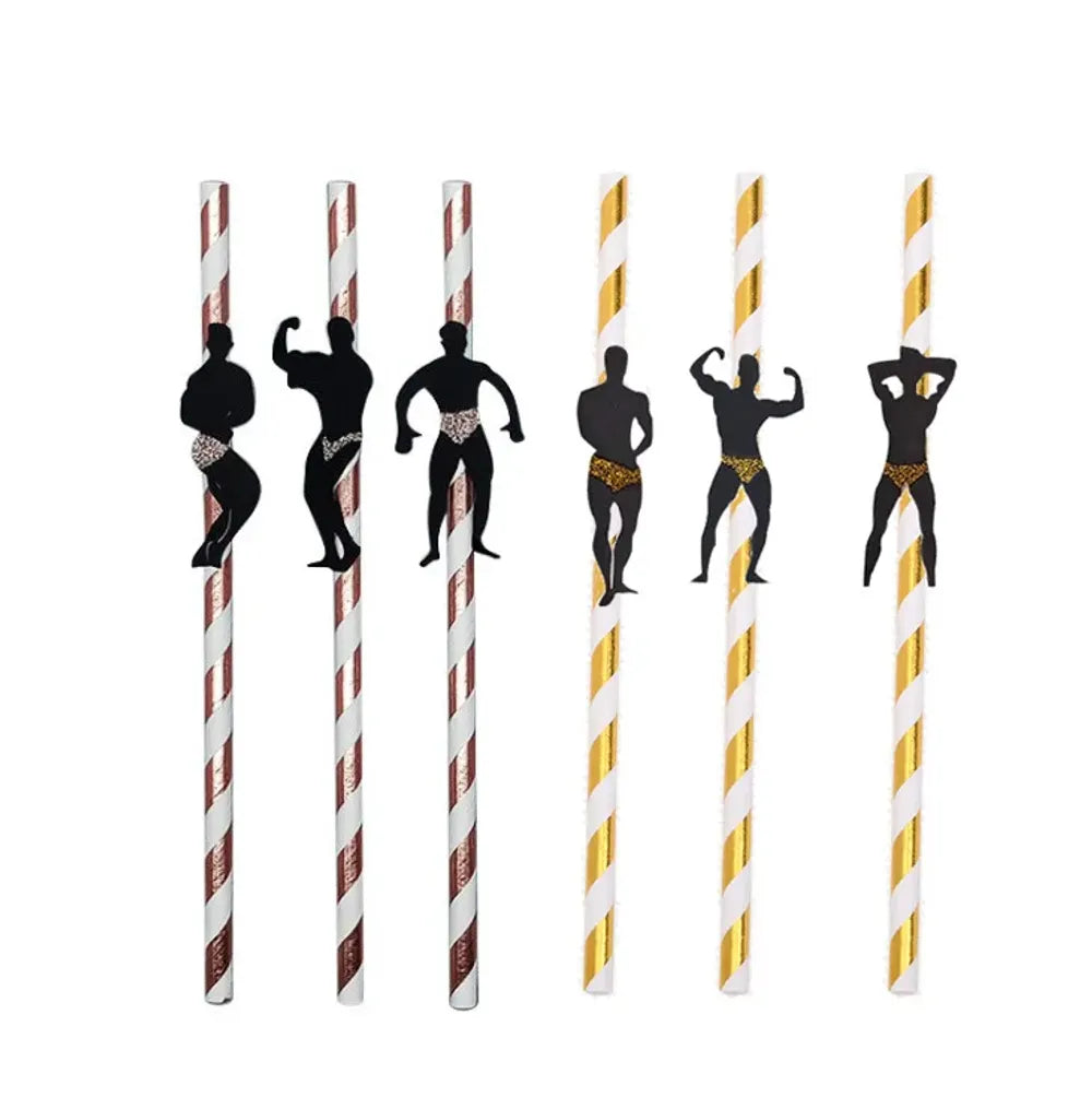 6Pcs Stripper Dancing Men Straws Bachelorette Party Decorations Straws Party Drinking Favors Adult Party Tableware Supplies