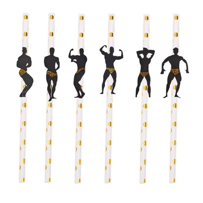 6Pcs Stripper Dancing Men Straws Bachelorette Party Decorations Straws Party Drinking Favors Adult Party Tableware Supplies