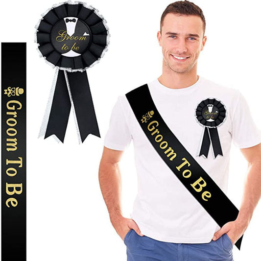 GROOM TO BE  BRIDE TO BE SASH BADGE HEN PARTY