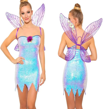 Xmas Princess Costume Elves Party Tinkerbell Tinker Bell Dress Christmas Princess Dress with Wings