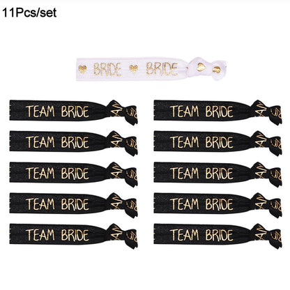 6/11pcs Bachelorette Party  Wristbands Team Bride Bracelet Bride To Be Decoration Hen Party Wedding Supplies Hair Ties