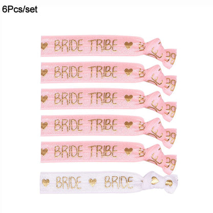 6/11pcs Bachelorette Party  Wristbands Team Bride Bracelet Bride To Be Decoration Hen Party Wedding Supplies Hair Ties