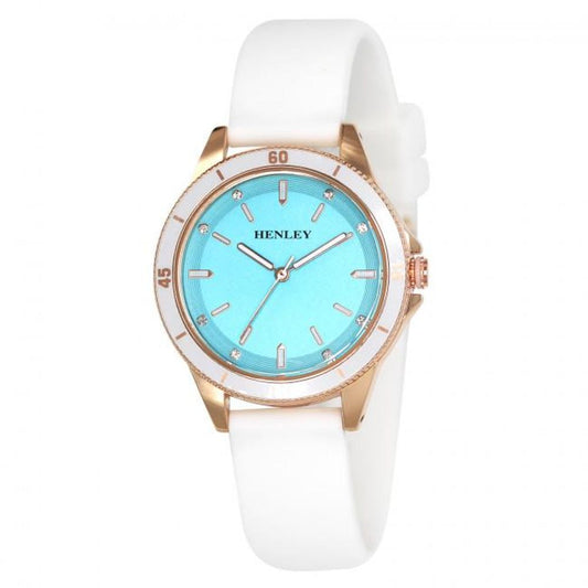 Henley Ladies  Silicone Rose Gold Sports Turquoise Watch H06173.6