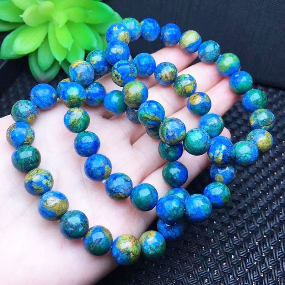 Azurite Bead Bracelet Accessories Diy Handmade Fashion Couples Stone Mineral Yoga Bracelets Elastic Rope Jewellery