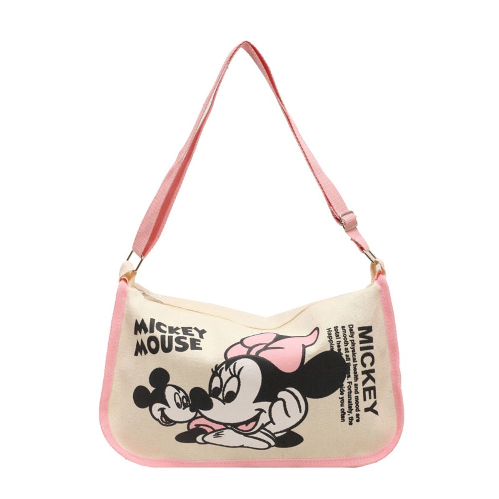 MINISO Disney Serie Cartoon Canvas Bag Large Capacity Handbag Snoopy Shoulder Bag Women Crossbody Bag Adjustable Shoulder Straps