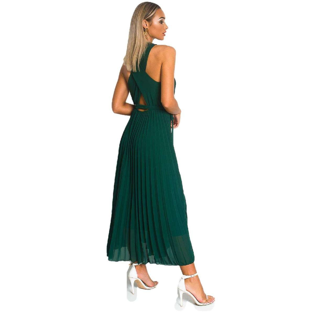 Pleated Crossover Maxi Dress