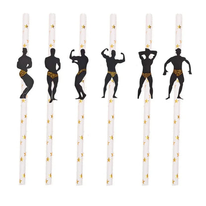 6Pcs Stripper Dancing Men Straws Bachelorette Party Decorations Straws Party Drinking Favors Adult Party Tableware Supplies