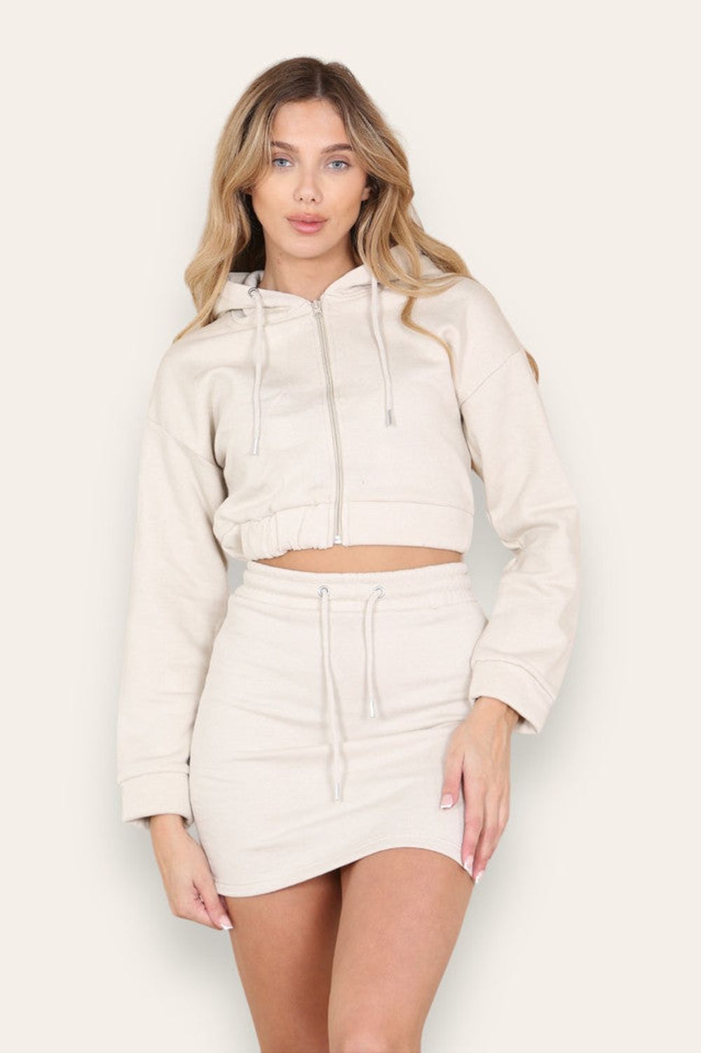 Cropped Hoodie Skirt Set