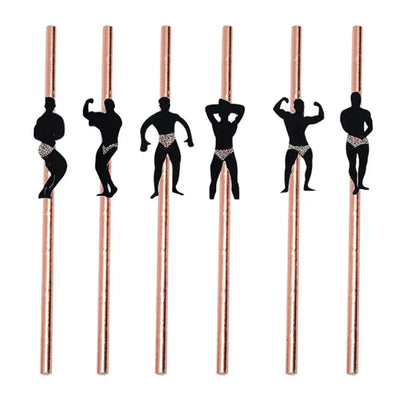 6Pcs Stripper Dancing Men Straws Bachelorette Party Decorations Straws Party Drinking Favors Adult Party Tableware Supplies