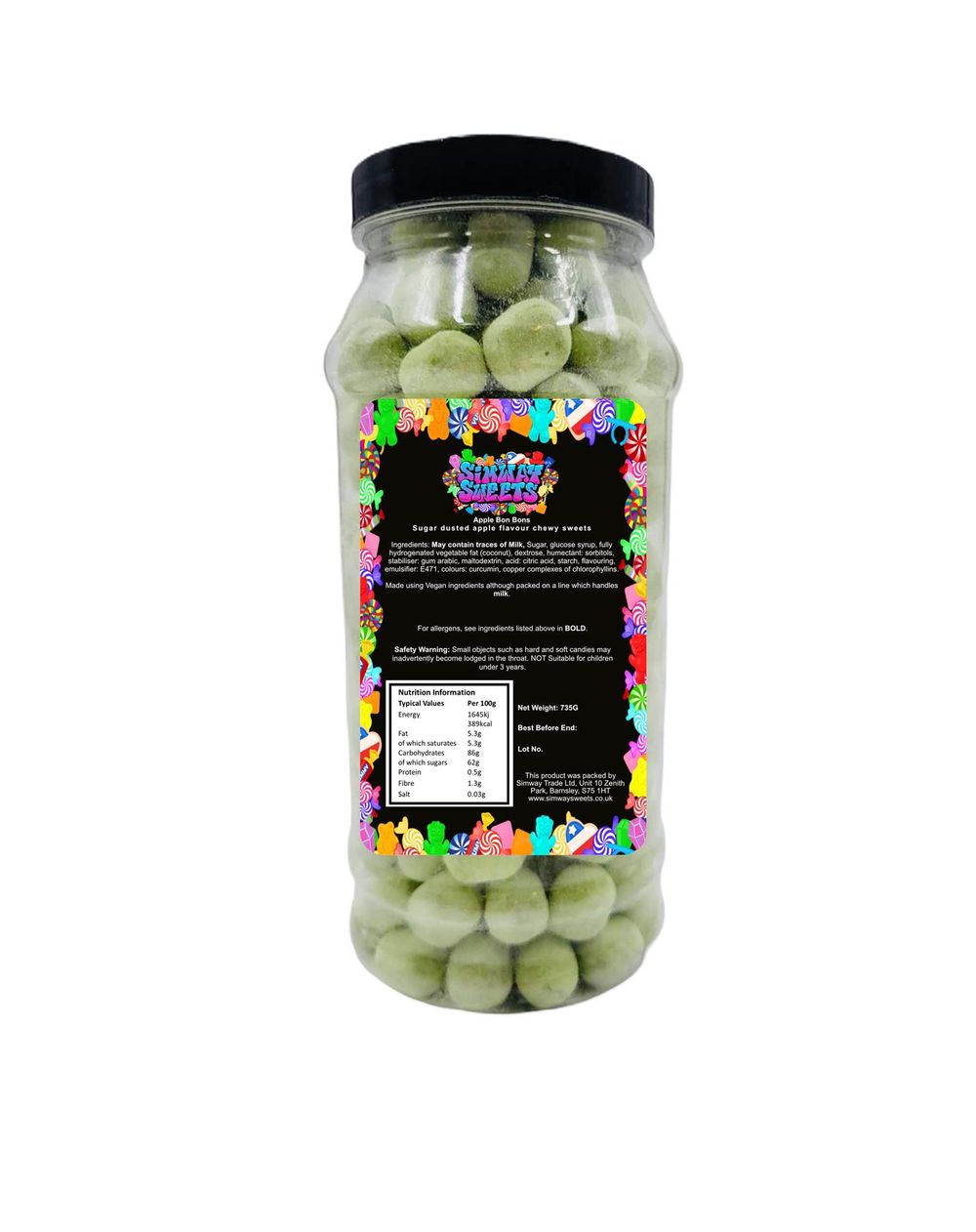 Apple Flavour BonBons Retro Sweets Bon Bons Gift Jar