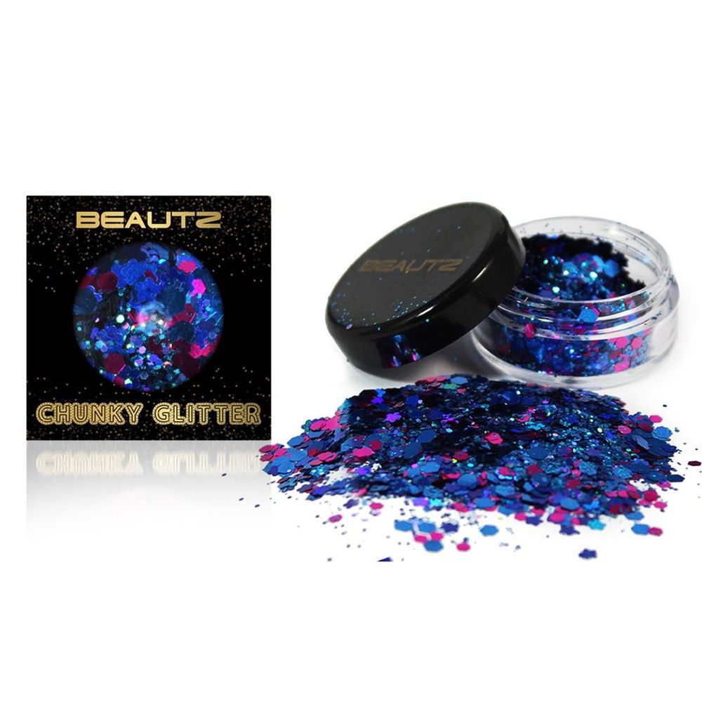 Beautz Chunky Glitter Available in 5 Varieties 10ml pot with 5g of Cosmetic Glit[Mermaid]