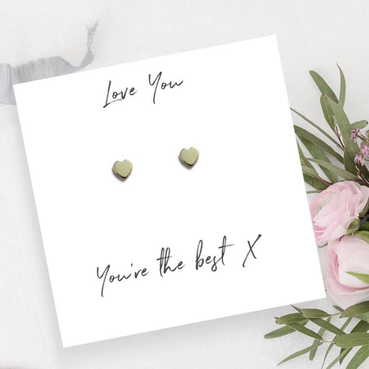 Heart Earrings on Love You Message Card