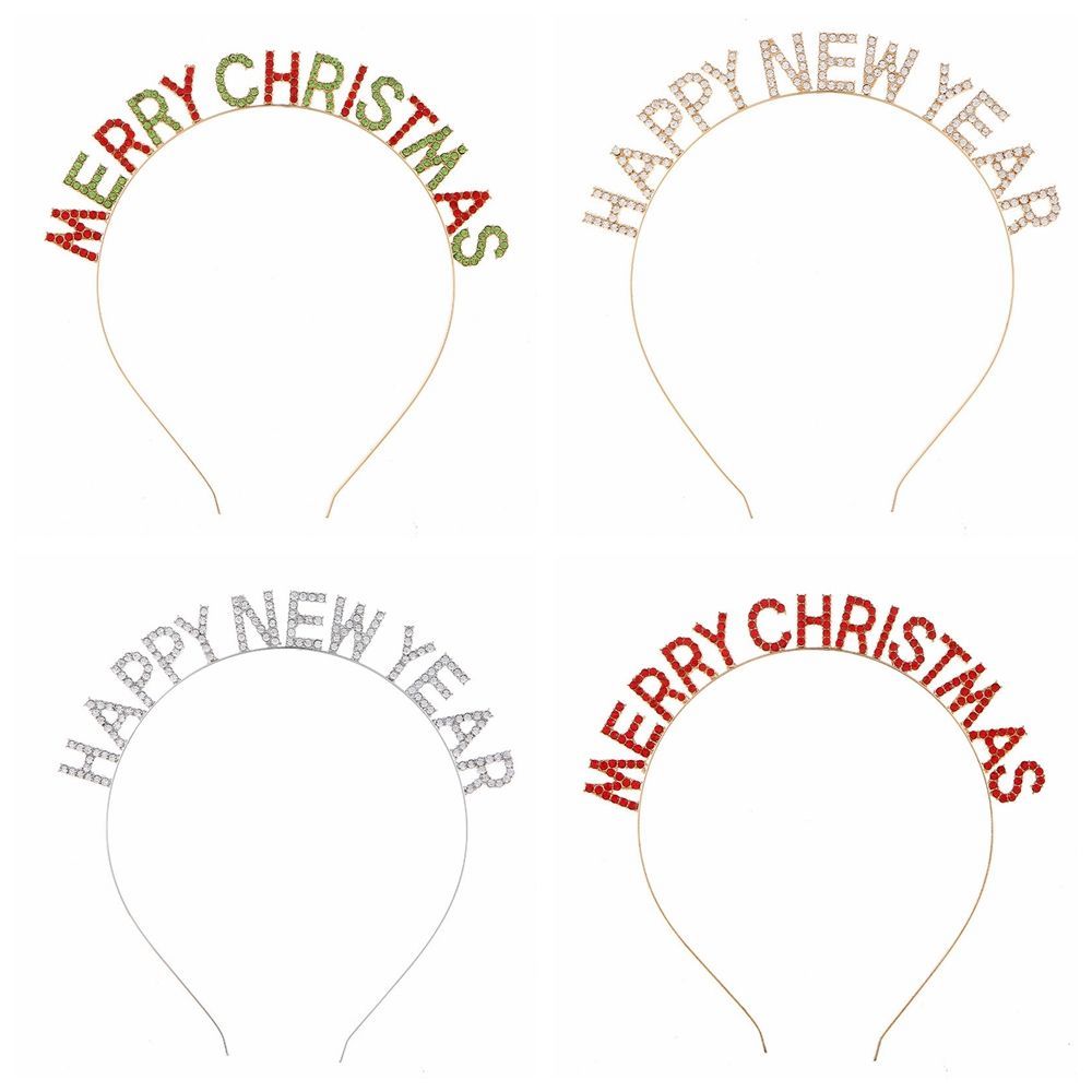 New Year Headdress Christmas Gift Female Jewelry Merry Christmas Headband Korean Style Hair Hoop Rhinestone Crown