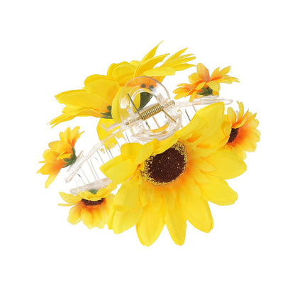 Simulated Sunflower Flower Hair Claws Hair Clip Women Holiday Fashion Ponytail Hairpin Hair Accessories