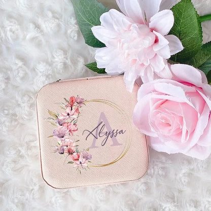 Personalized Jewelry Box Ring Boxes Travel Jewellery Case Letter with Name Bridesmaid Proposal Birthday Christmas Valentine Gift