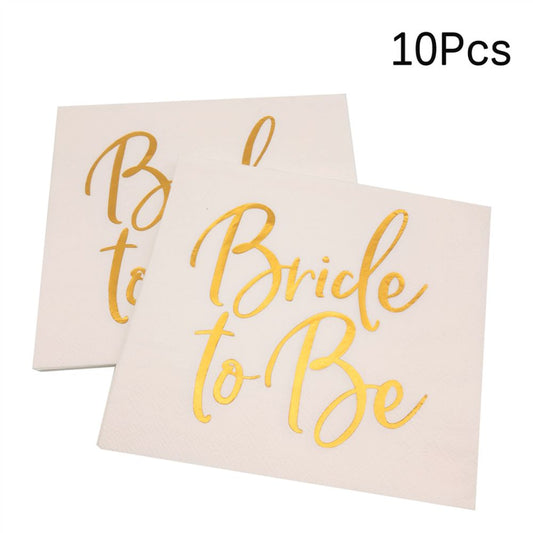 10pcs Gold Birde To Be Wedding Paper Napkin Disposable Tableware Bridal Shower Bachelorette Hen Night Party Decoration Supplies