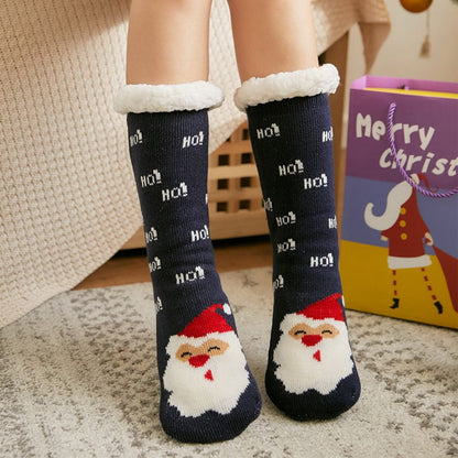 Christmas Fuzzy Fluffy Socks Women Winter Plush Soft Floor Female Anti Slip Non Grip Slippers Short Sock Deer Elk 2023 New Gift