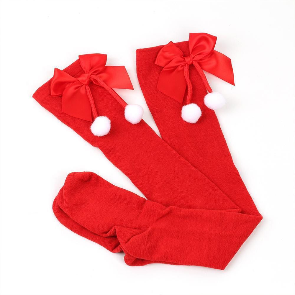 Christmas Bowknot Long Socks Over The Knee Bowknot Long Socks Holiday Ball Socks Cute Dress Socks for Women Lady Girls