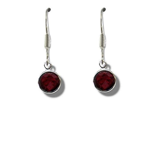 January Birthstone Drop Earrings - Dark Red