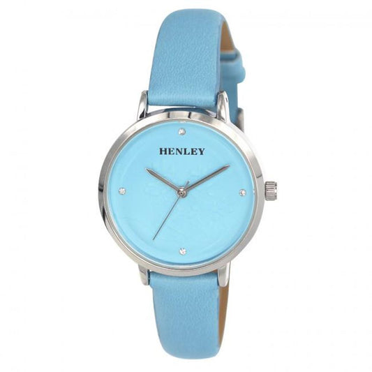 Henleys Ladies Embossed Branchlet Watch - Blue H06169.6