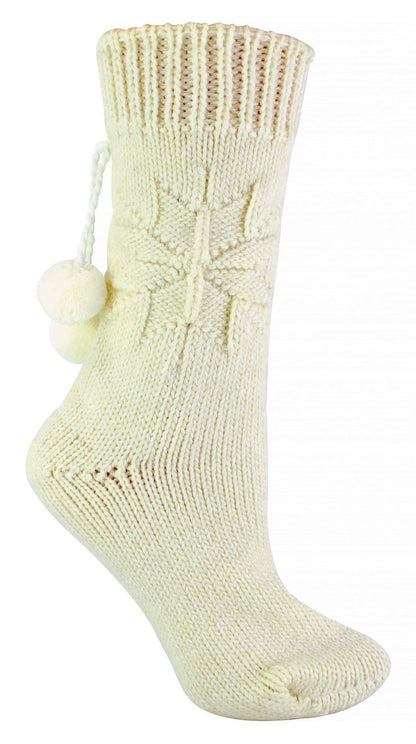 Ladies Alpaca Pom Pom Socks