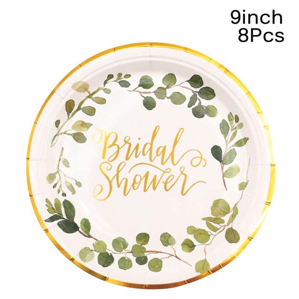 green leaf Bridal shower paper plates cups bride to be napkins tableware wedding party decoration bridal shower Bachelorette Party Favor