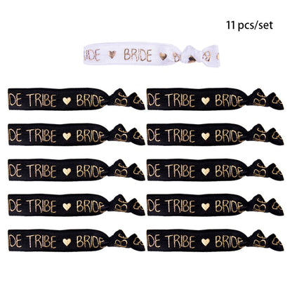 6/11pcs Team Bride Bracelets Bachelorette Party Favors Wristbands Bracelets Bride Tribe Hair Ties Bachelorette Party Supplies