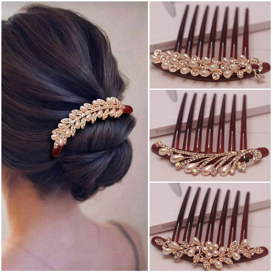 Women Flower Crystal Pearl Hair Accessories Hairpin Hair Comb Haiclips Bride Hair Jewelry