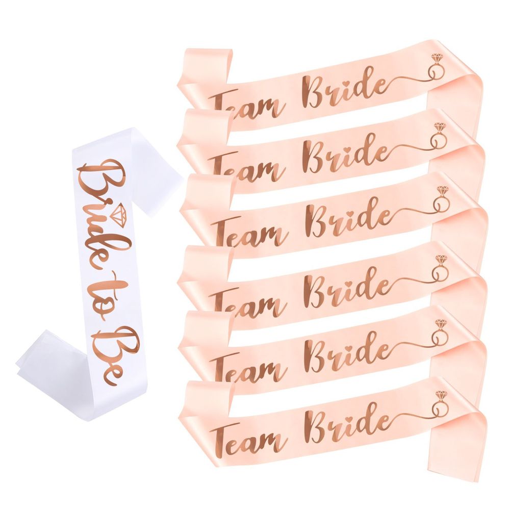 1Set Rose Gold Team Bride To Be Satin Sash for Bachelorette Party Decoration Girl Hen Party Wedding Bridal Shower Decor Supplies