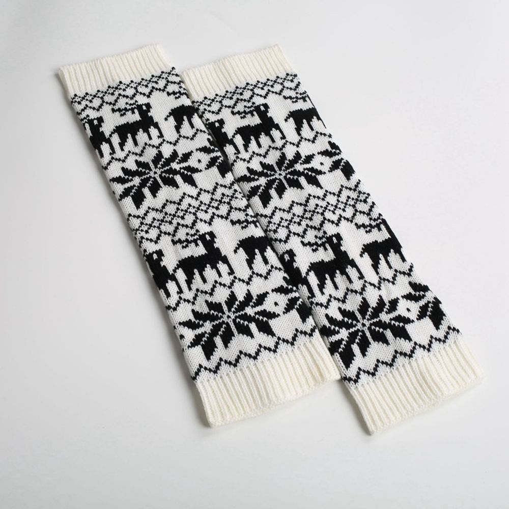 Women Knitted Woolen Leg Warmers Christmas Elk Autumn / Winter Warmth Protection Calf Leg Cover Pile Stocking SA293