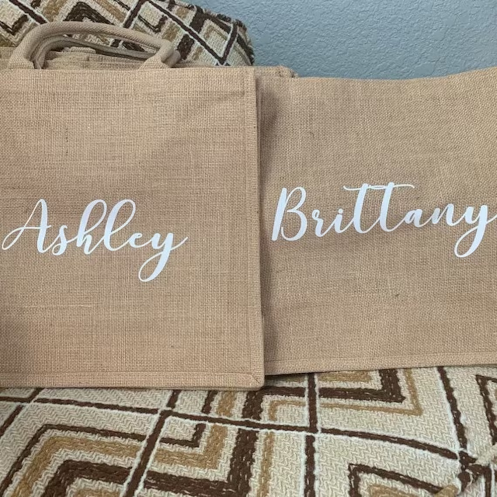 Beach Bag Personalized Name Burlap Tote Bridesmaids Beach Bag Team Bride To Be Bridal Shower Wedding Hen Boho Party Gifts Favor