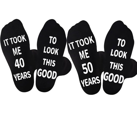 Funny 40th 50th men socks Forty Fifty and Fabulous 40 50 Years Old happy birthday party decoration dad husband Gift Photo props