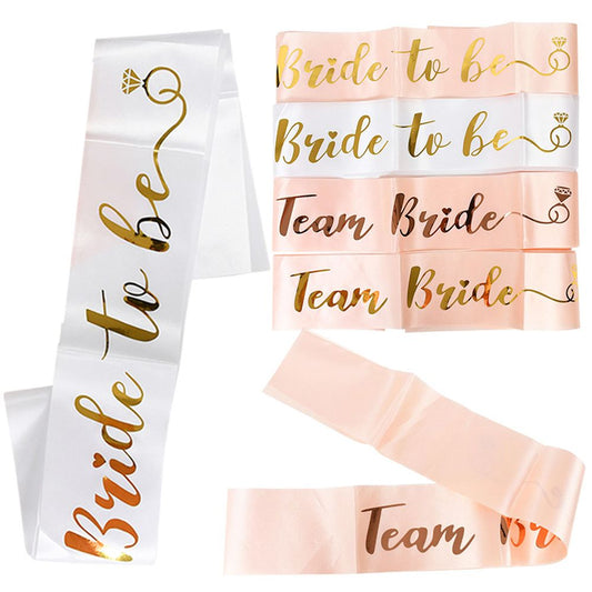 1-5pcs Rose Gold Team Bride To Be Satin Sash Bachelorette Hen Party Bridesmaid Satin Ribbon For Wedding Bride Shower Party Decor