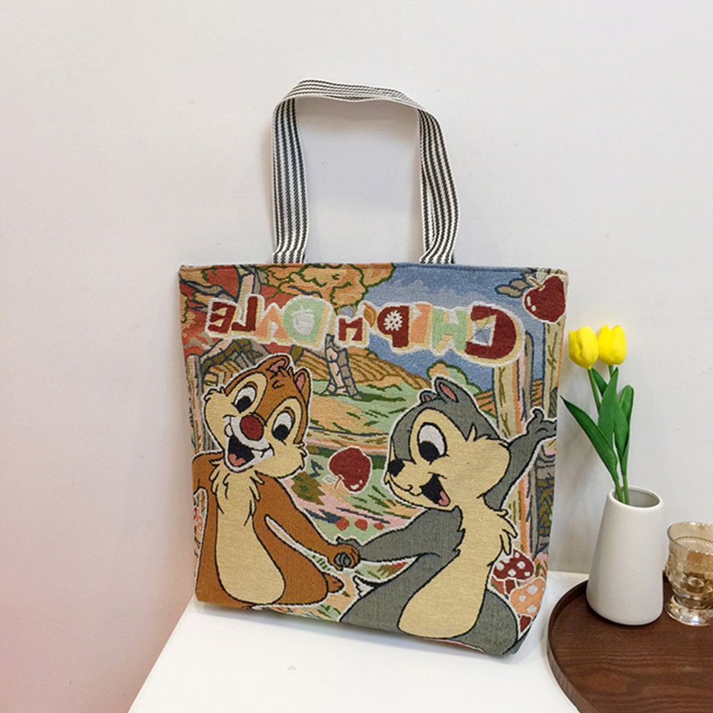 Disney Mickey Mouse Retro Shoulder Bags for Women's Cartoon Anime Canvas Handbags Stitch Winnie Oxford Bag Shopping Storage Bags