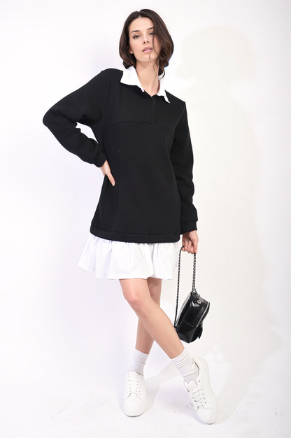 Collared Long Sleeve Mini Dress