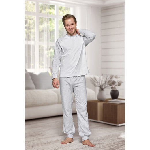 NX - 130 Men's 100% Cotton Pyjama Set - Grey/White