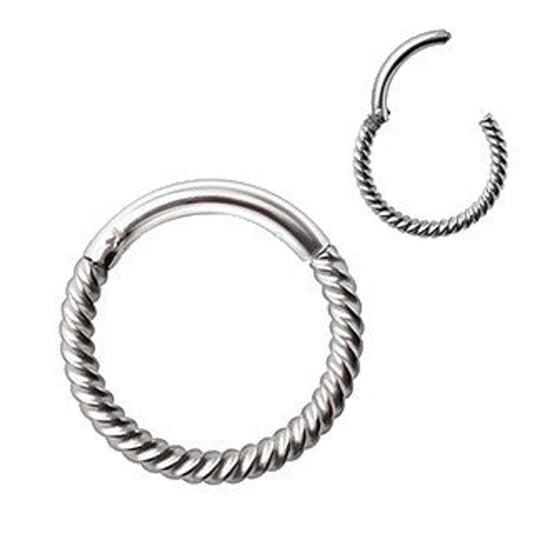 316L Stainless Steel Rope Design Seamless Clicker Ring / Septum Jewelry