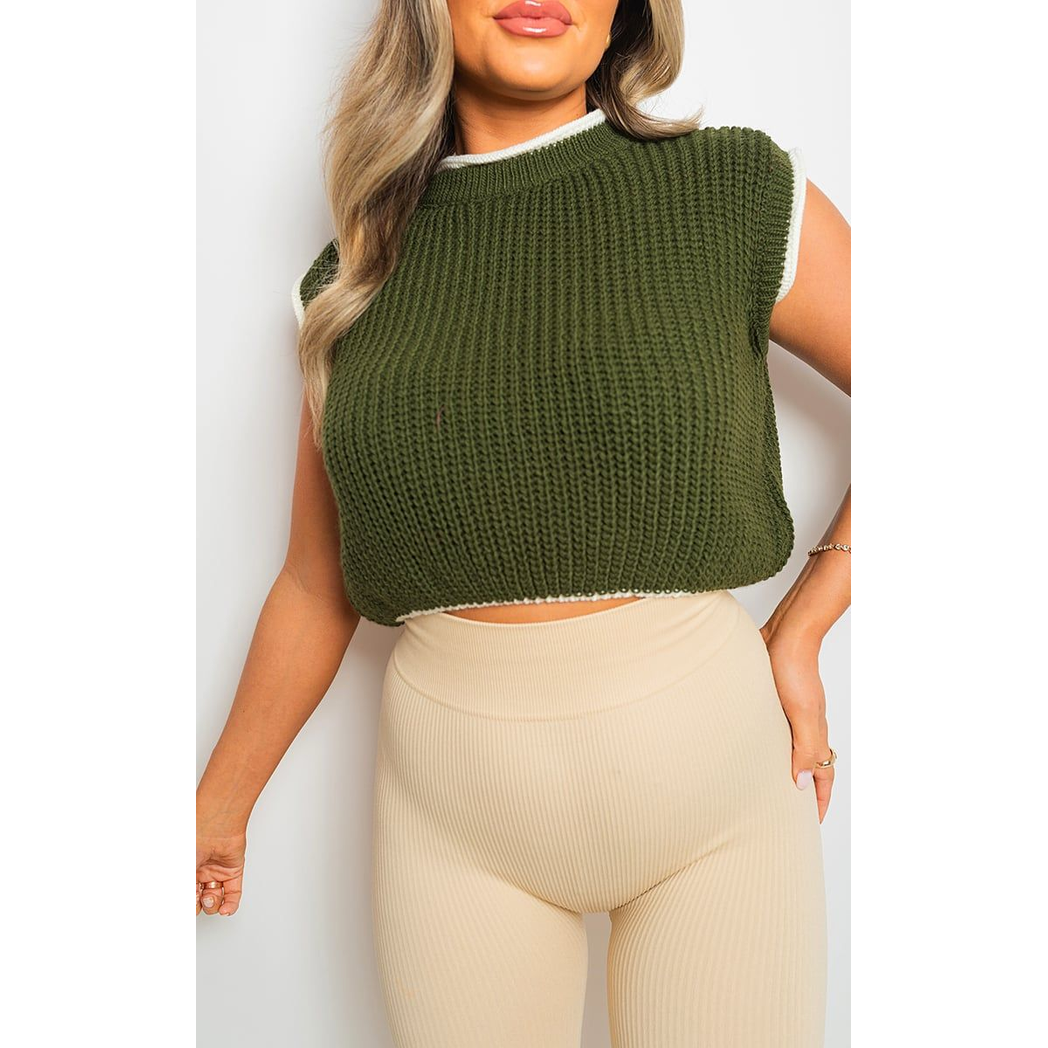 Knitted Sleeveless Crop Top