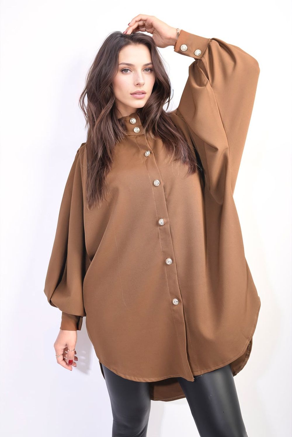 Oversized High Neck Shirt