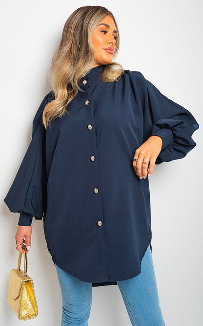 Oversized High Neck Shirt