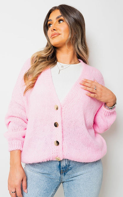 V-neck Button Down Knitted Cardigan