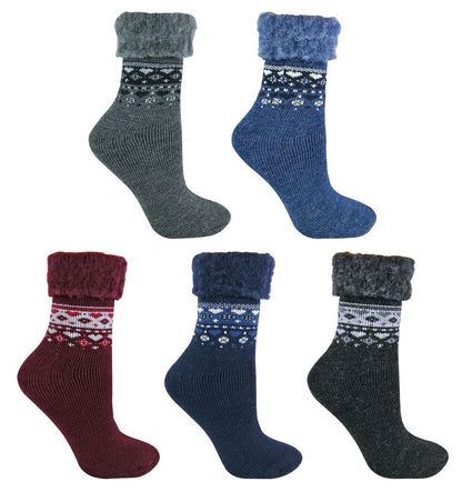 Ladies Turnover Top Wool Bed Socks