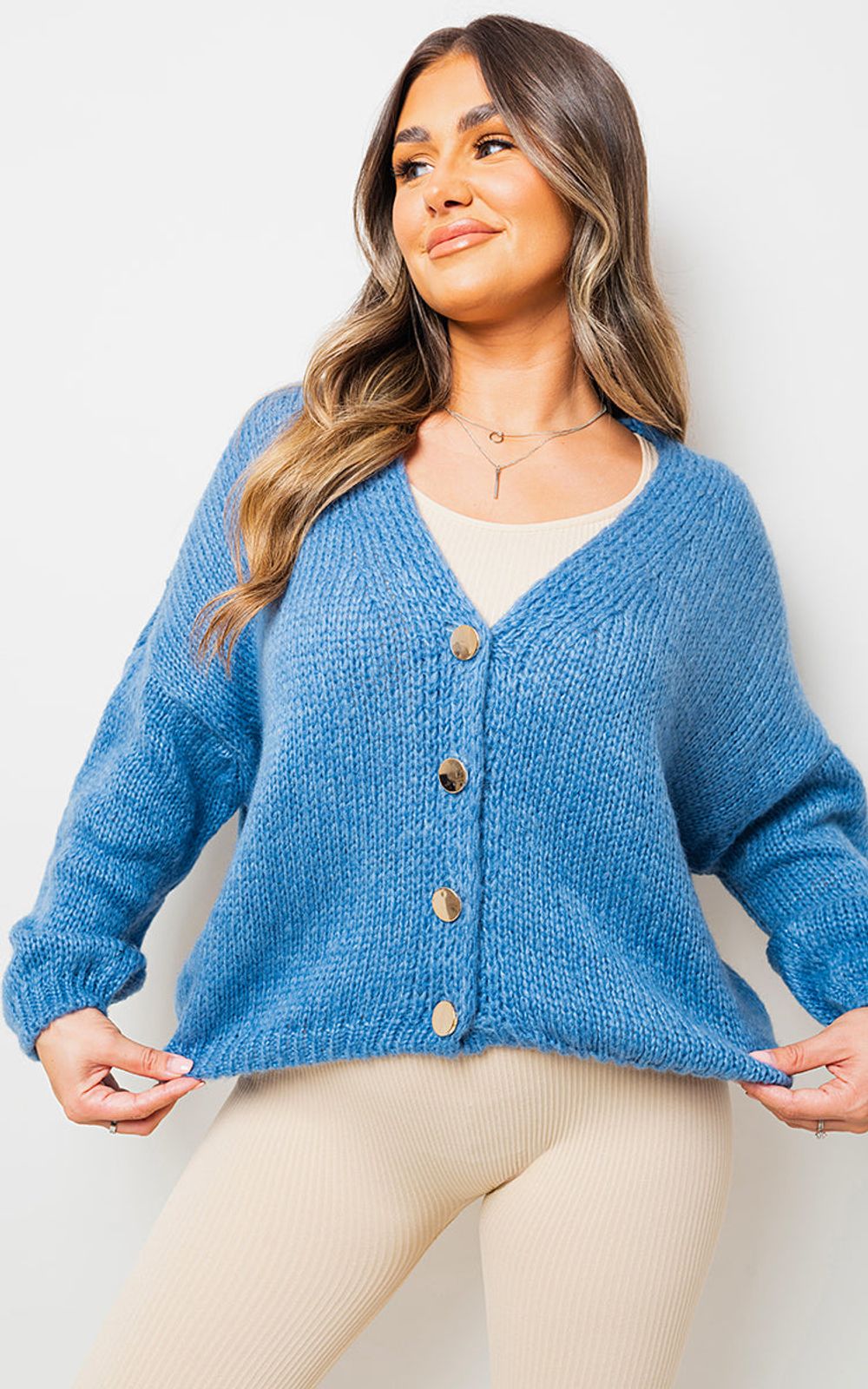 V-neck Button Down Knitted Cardigan