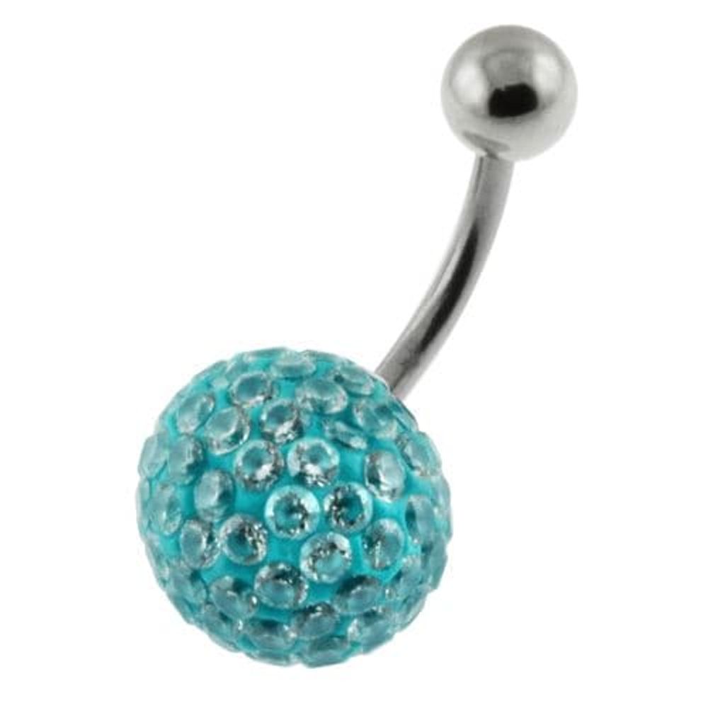 Multi Crystal Genuine CZ Belly Bar