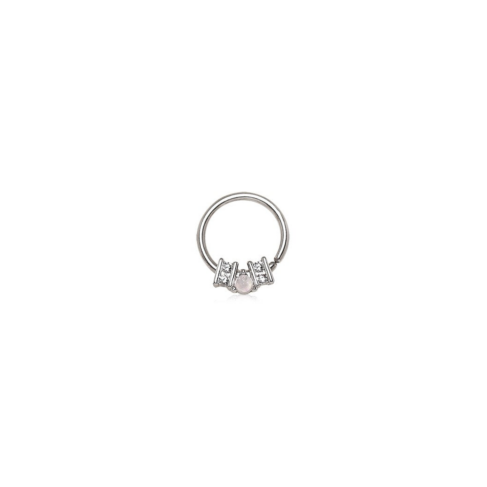 316L Stainless Steel Ornate Multi-Jeweled Seamless Ring / Septum Ring