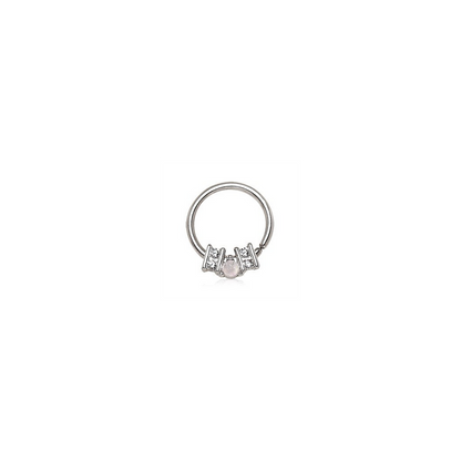 316L Stainless Steel Ornate Multi-Jeweled Seamless Ring / Septum Ring